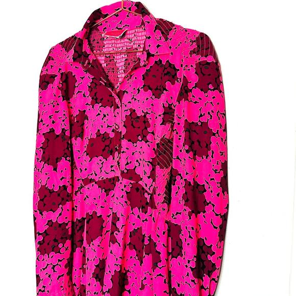 Kate Spade Pink Bubble Dot Smocked Collared Fabric Covered Buttons Dress Size 6 - Picture 7 of 13